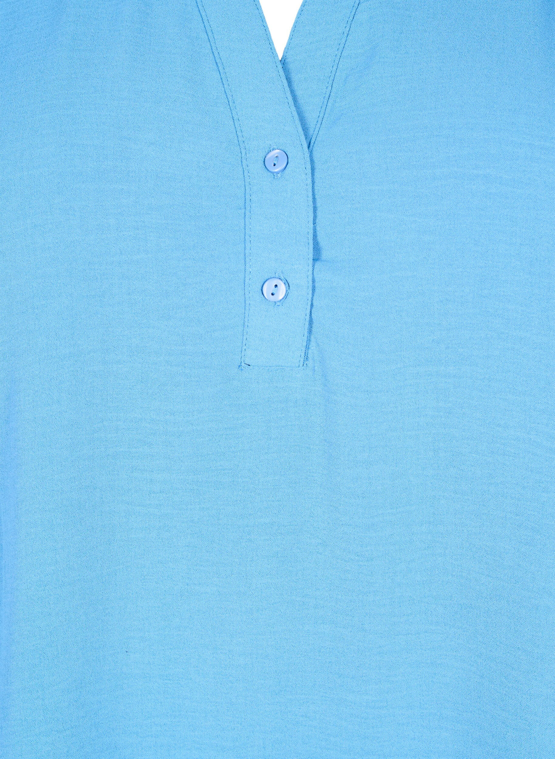 Zizzi Langermet skjortebluse med V-hals, Riverside, Packshot image number 2