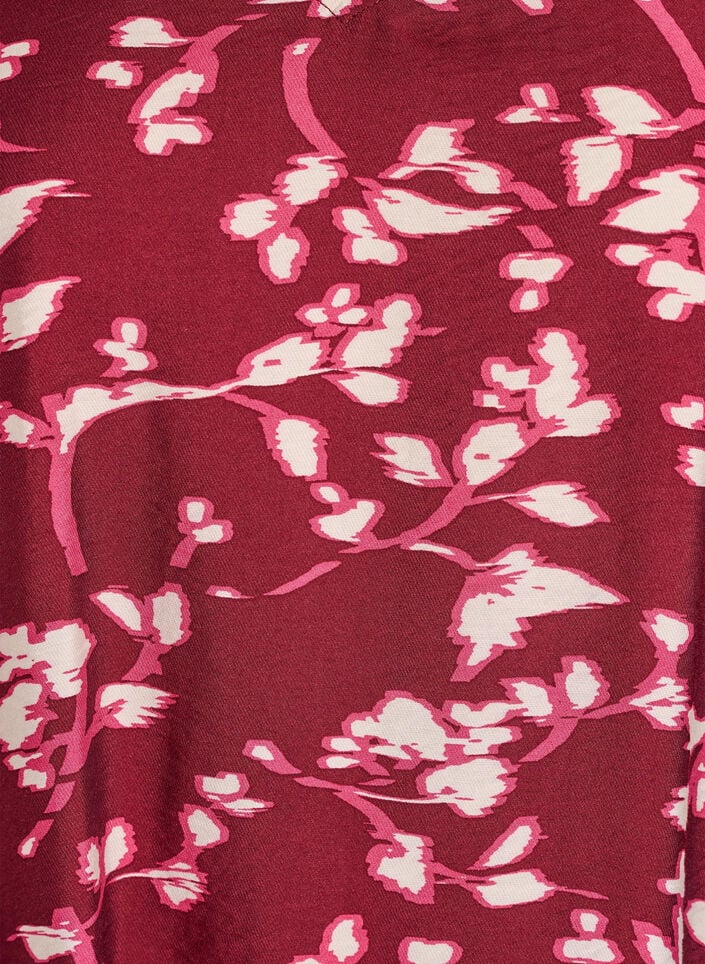 Bluse med V-hals og 3/4-ermer, Rød, Packshot image number 2