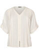 Viskosebluse med heklet kant og knapper, Vanilje, Packshot image number 0