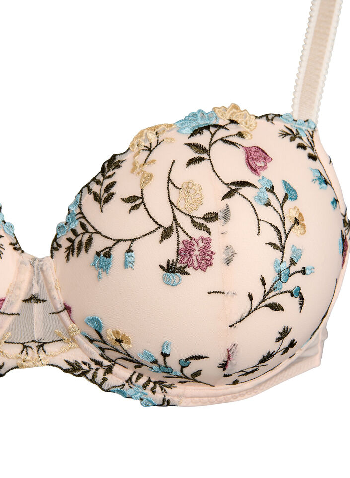 Formstøpt BH med broderte blomster, Rosa, Packshot image number 2