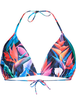 Trekantet bikini-BH med trykk, Bright Leaf, Packshot image number 0