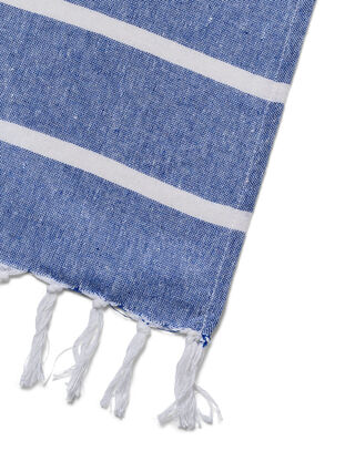 Stripete håndkle med frynser, Medium Blue Melange, Packshot image number 2