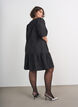 Jacquard kjole med glitrende detaljer og puff ermer, Svart, Model image number 2
