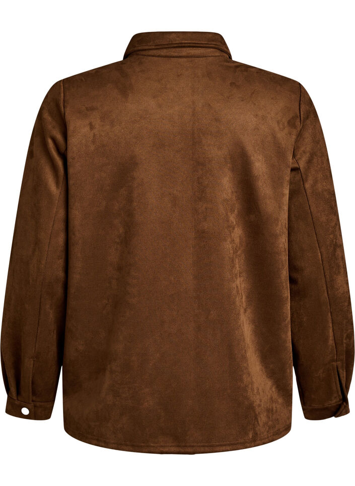 Imitert semsket skjorte, Brown Fake Suede , Packshot