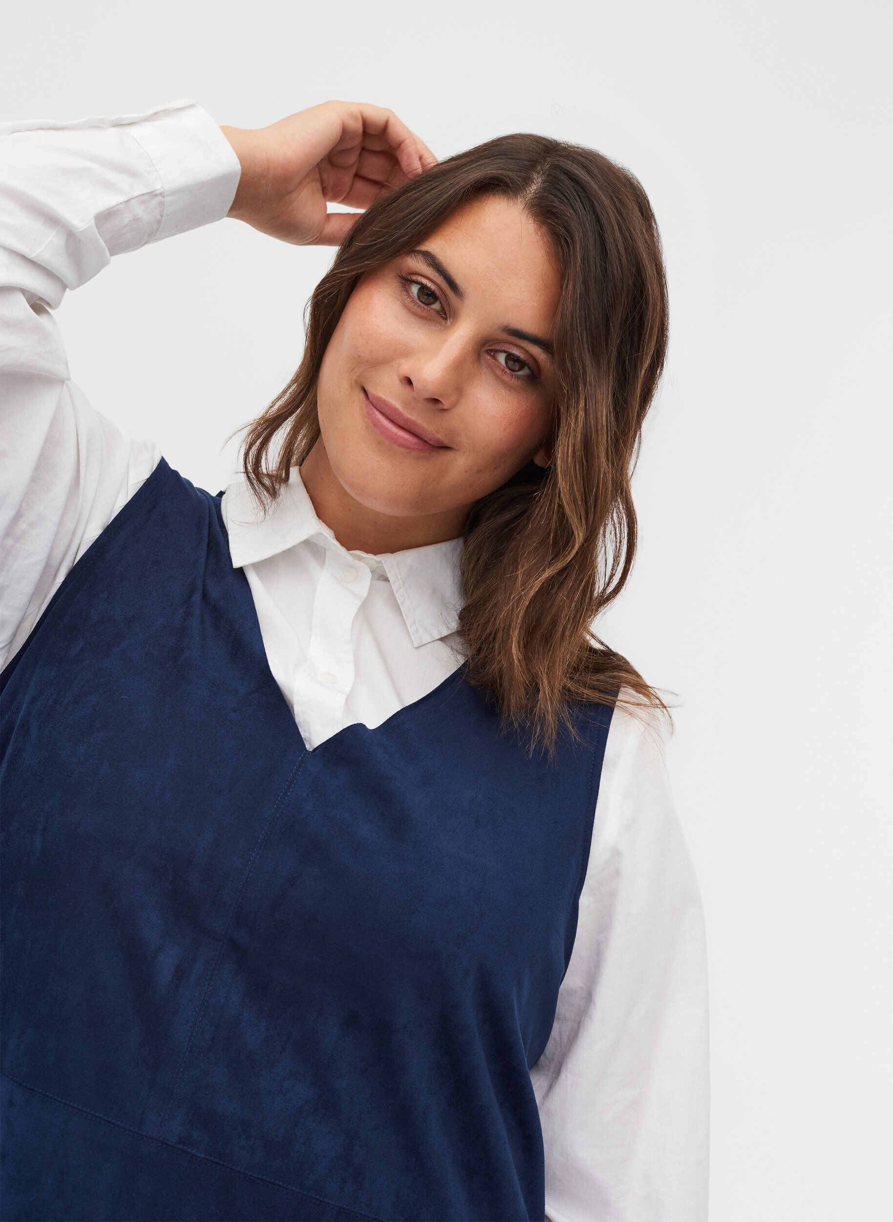 Zizzi Kjole med A-form uten ermer, Dark Blue, Model image number 2