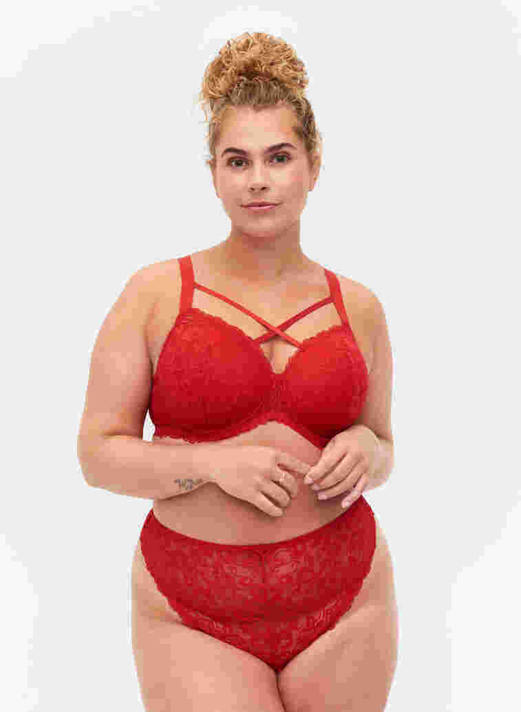 G-streng med blonder og vanlig høyde i livet, Red Ass., Model image number 0