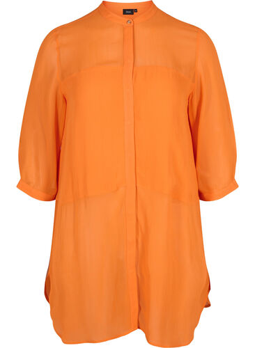 Lang skjorte i viskose med 3/4 ermer, Orange Peel, Packshot image number 0