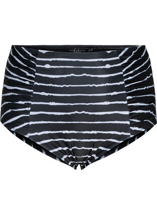 Stripete bikinitruse med høy midje, Black White Stripe, Packshot image number 0
