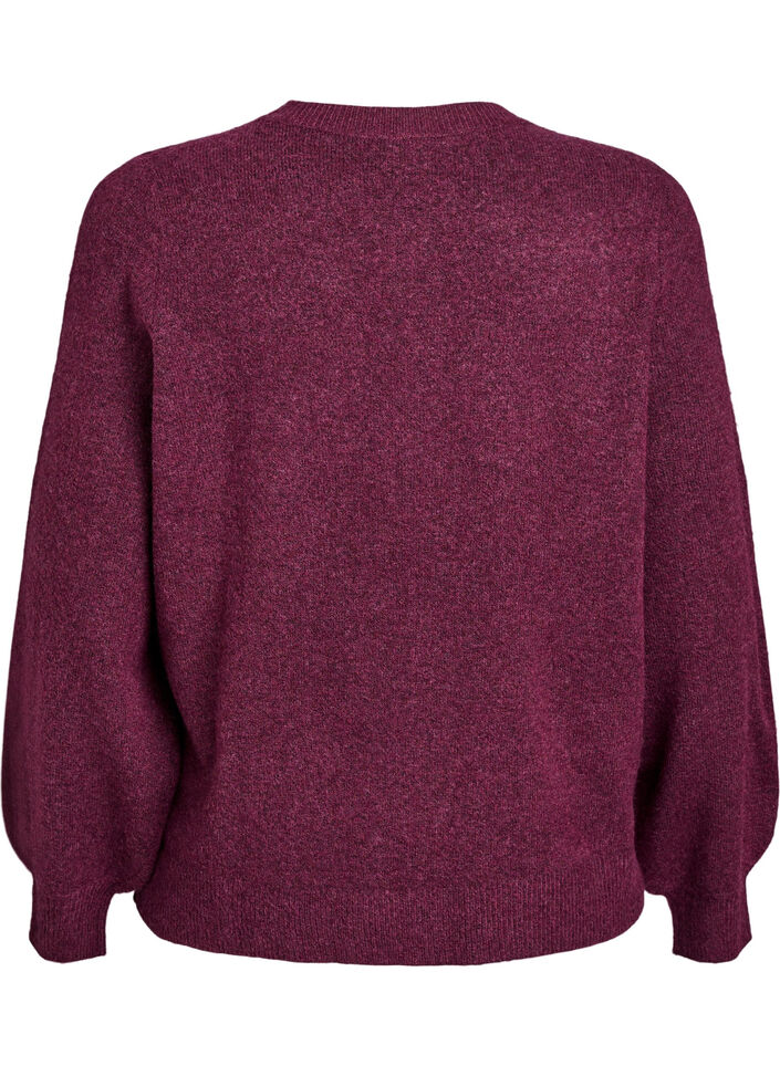 Cardigan i myk strikk med gullfargede knapper, M&oslash;rk Bordeaux, Packshot image number 1