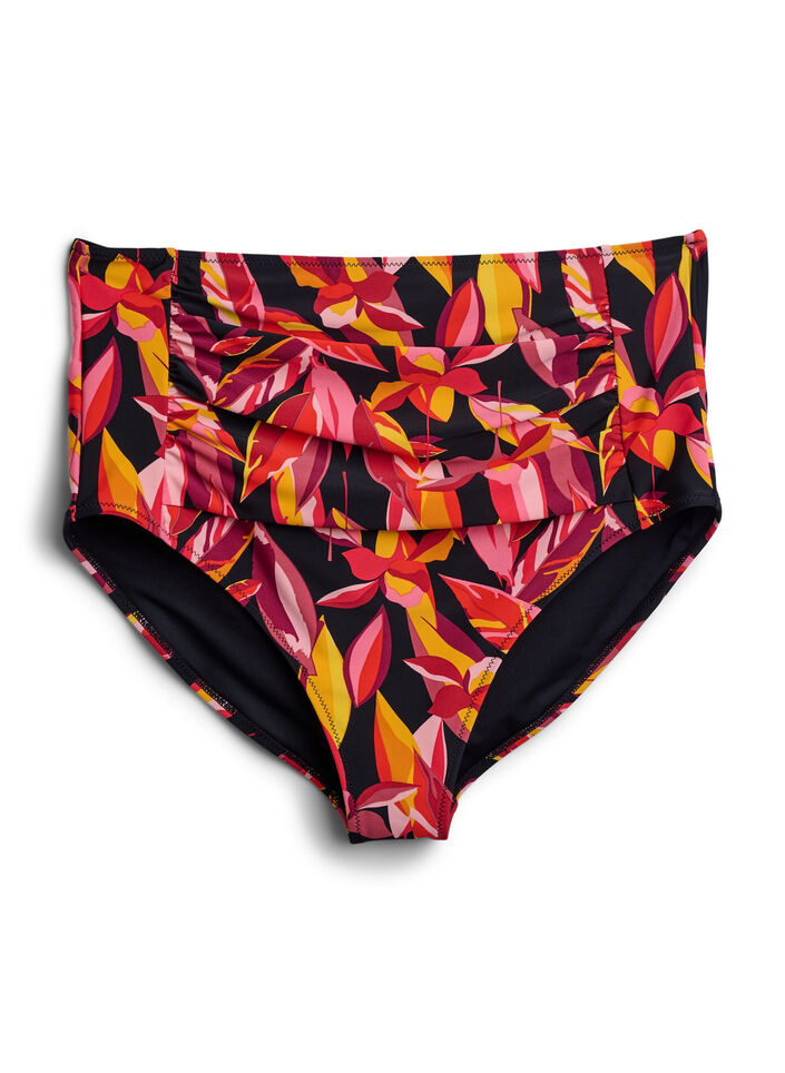 Bikinitruser med høy midje og trykk, Small Leaf Expl. AOP, Packshot