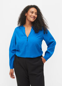 Langermet bluse i viskosemiks, Skydiver, Model
