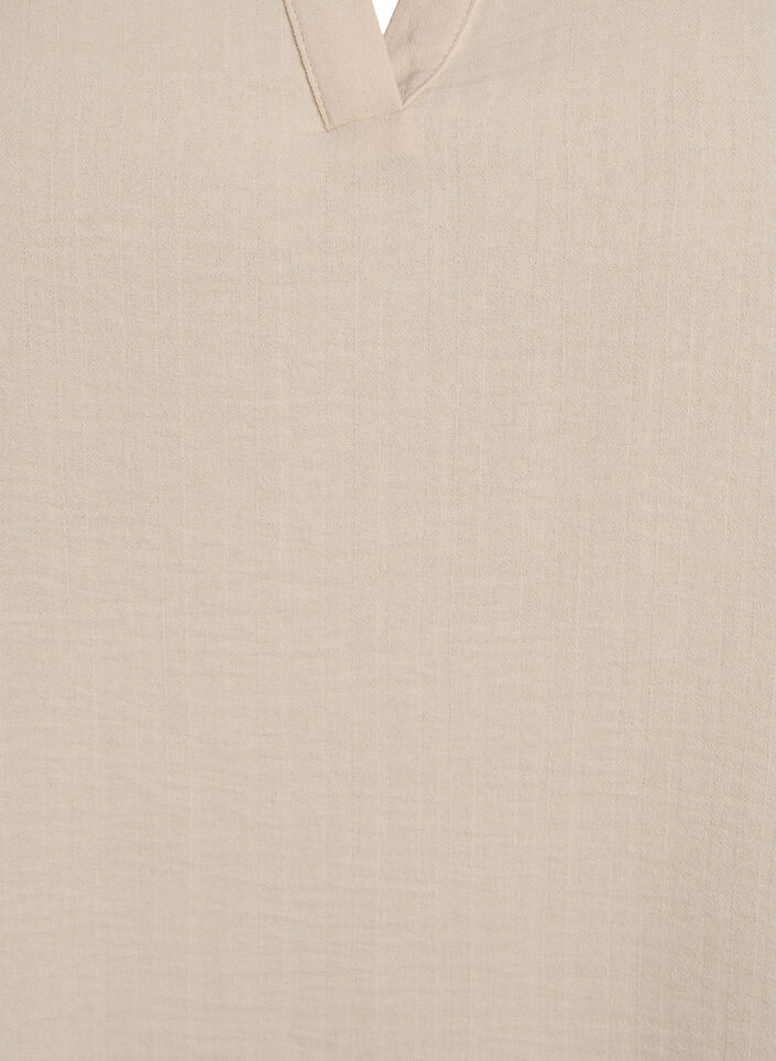 L&oslash;s bluse med korte ermer, Beige, Packshot image number 2