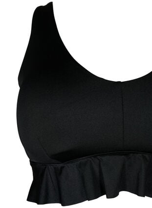 Zizzi Bikinioverdel med avtagbare pads og volangkant, Svart, Packshot image number 2