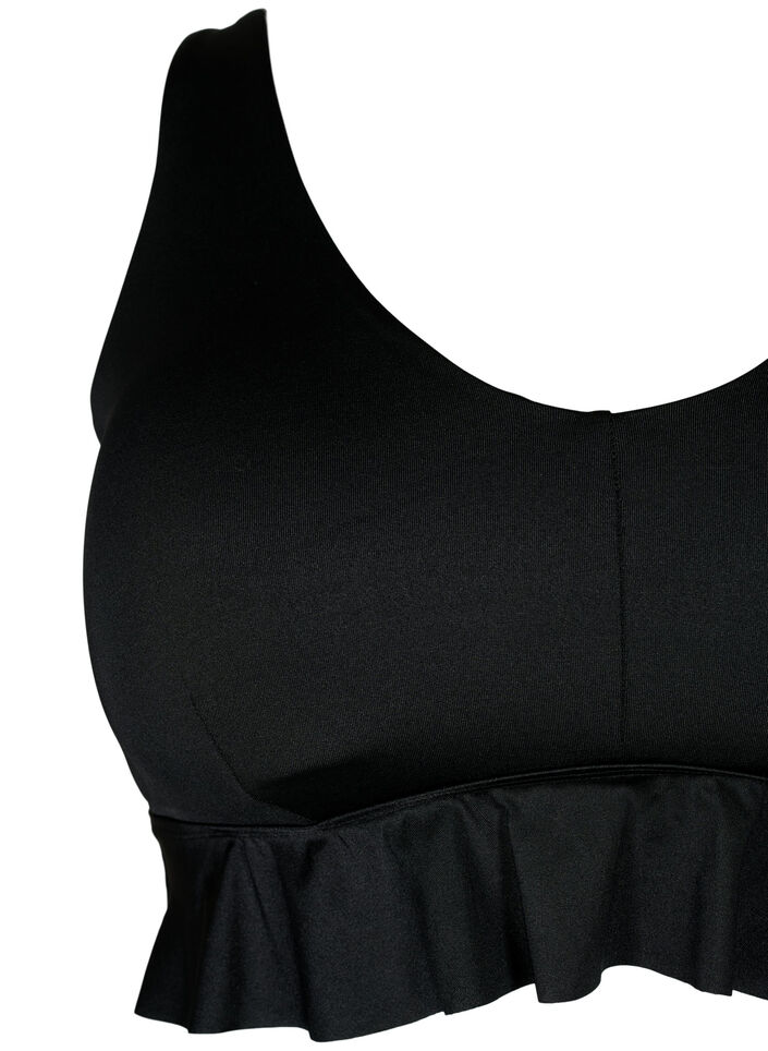 Bikinioverdel med avtagbare pads og volangkant, Svart, Packshot image number 2