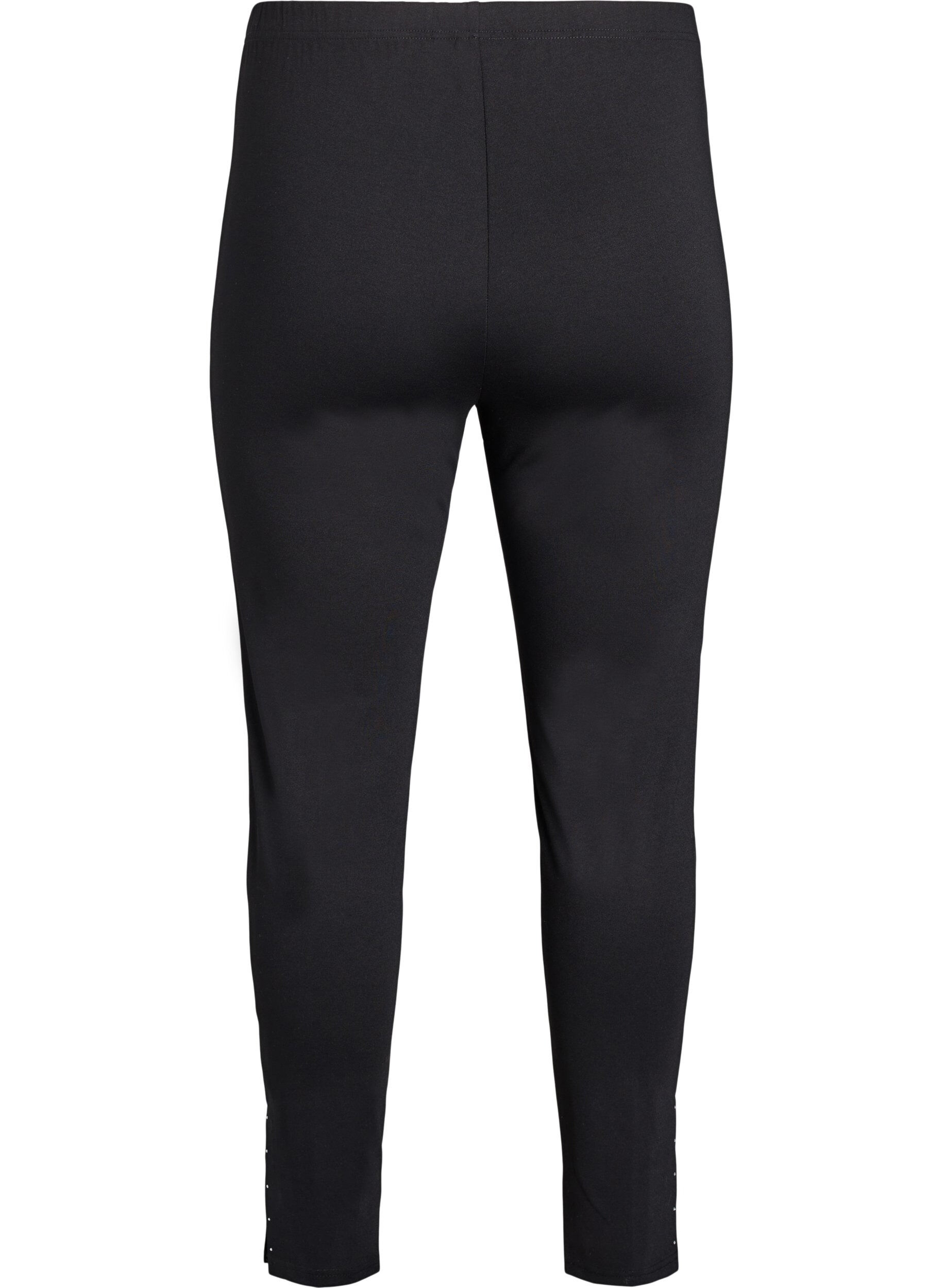 Zizzi Leggings med splitter og sm&aring; rhinesteiner, Svart, Packshot image number 1
