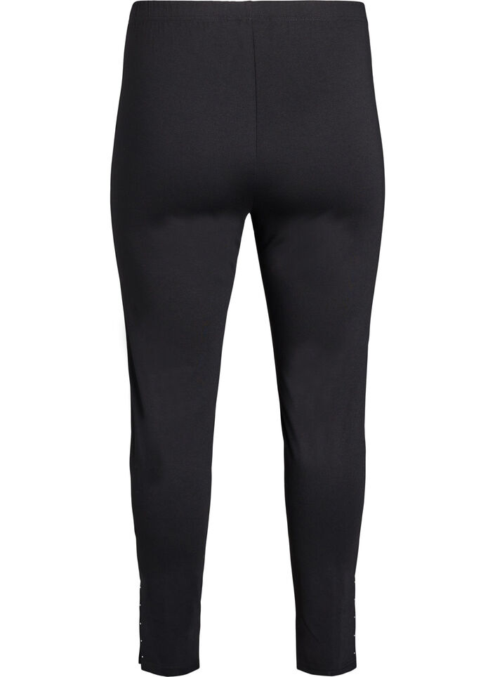 Leggings med splitter og små rhinesteiner, Svart, Packshot image number 1
