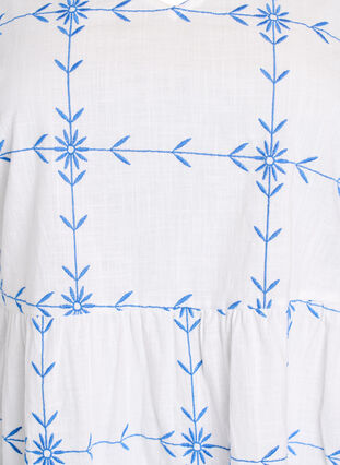 Zizzi Kort kjole med V-hals og broderi, Hvit, Packshot image number 2
