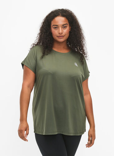 Kortermet trenings-T-skjorte, Thyme, Model image number 0