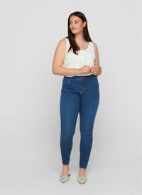 Jeggings i bomullsmiks, Blue denim, Model