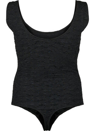 Ermeløs bodystocking med strukturert tekstur, Black, Packshot image number 1