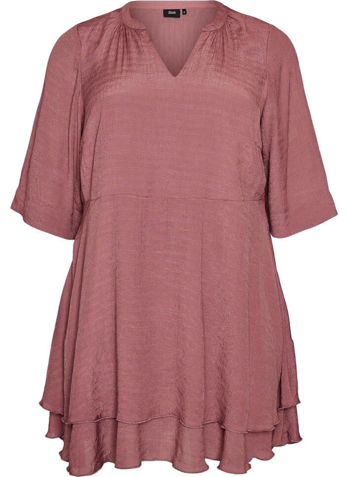 A-formet kjole med lagdelte volanger, Rosa, Packshot image number 0