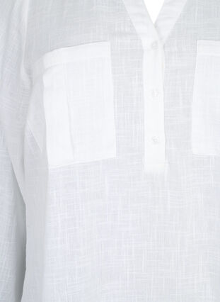 Tunika i bomull med 3/4 ermer, Bright White, Packshot image number 2