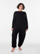 L&oslash;se pyjamasbukser i viskose med elastisk midje, Svart, Model image number 1