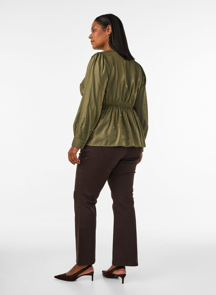Ellen bootcut-jeans i farget denim, Brun, Model image number 1