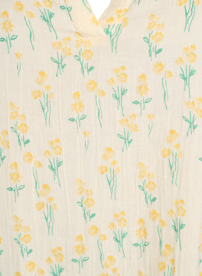 Kort A-linjekjole i bomullsmuslin, Gul, Packshot image number 2