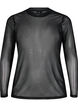 Ensfarget meshbluse, Svart, Packshot image number 0