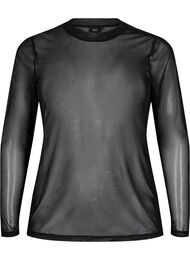 Ensfarget meshbluse, Svart