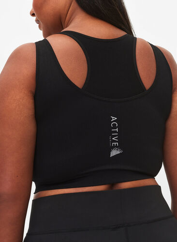 Sømløs sports-BH med dobbeltlag, Black, Model image number 2