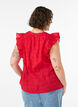 Ermel&oslash;s bluse med tekstur og volanger, R&oslash;d, Model image number 2