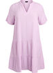 Kort A-linjekjole i bomullsmuslin, Lilla, Packshot image number 0