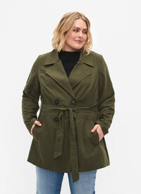 Trenchcoat med belte og lommer, Grape Leaf, Model