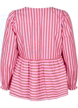 Zizzi Bluse med striper og sløyfer, Rød, Packshot image number 1