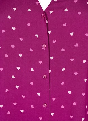 Zizzi Nattbluse i viskose med hjerteprint, Rød, Packshot image number 2