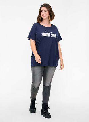 T-skjorte med trykk i organisk bomull, Navy Blazer, Model image number 2
