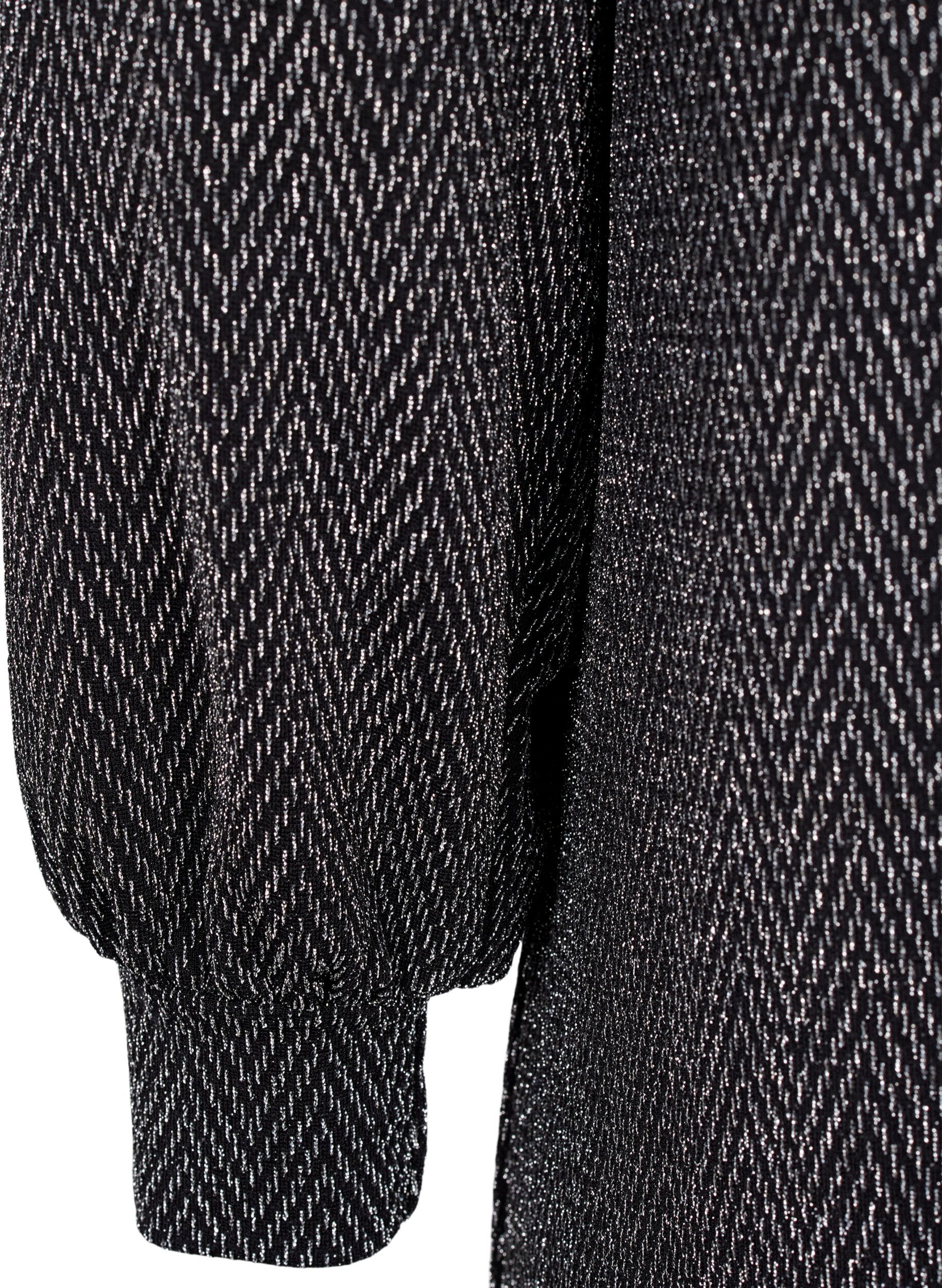 Zizzi Kjole med sikksakkm&oslash;nster og glitter, Silver ZigZagShimmer, Packshot image number 3