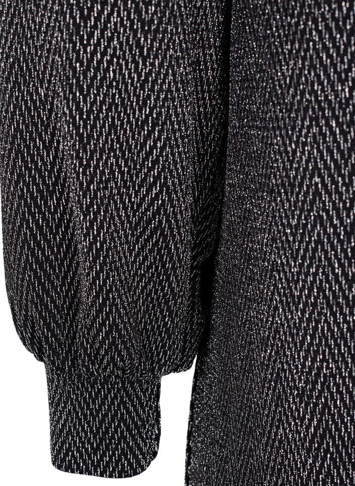 Kjole med sikksakkmønster og glitter, Silver ZigZagShimmer, Packshot image number 3
