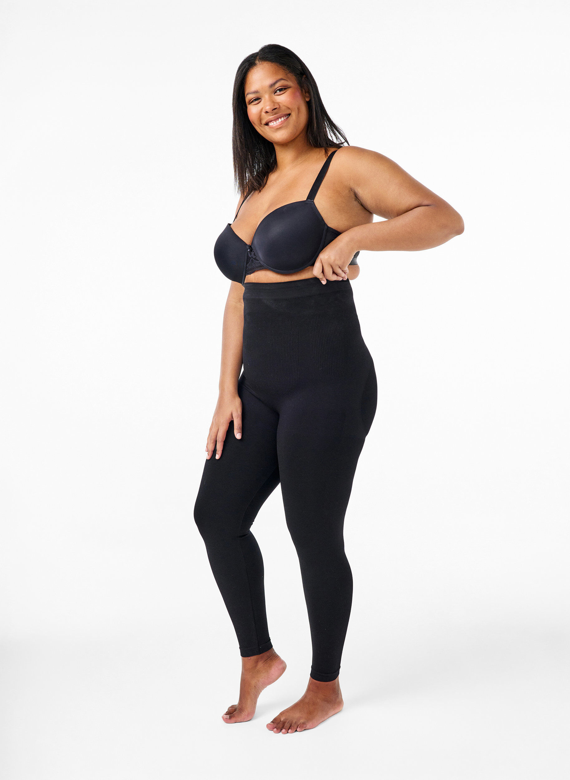Shapewear leggings med h&oslash;yt liv, Svart, Model