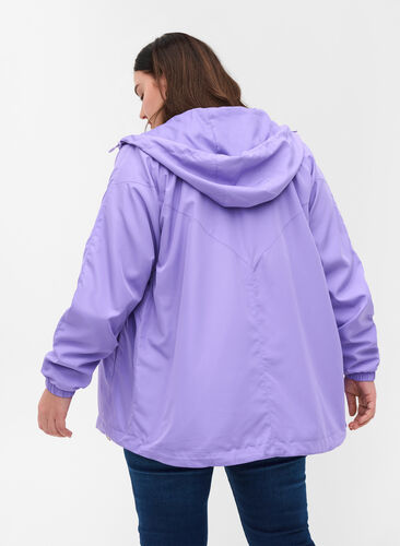 Justerbar kort jakke med hette, Paisley Purple, Model image number 1