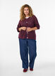 Strikket cardigan med &aring;pent m&oslash;nster, M&oslash;rk Bordeaux, Model image number 1