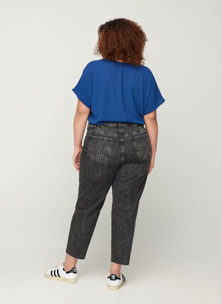 Cropped mom fit Mille jeans med en løs passform, Grey Denim 4, Model image number 1