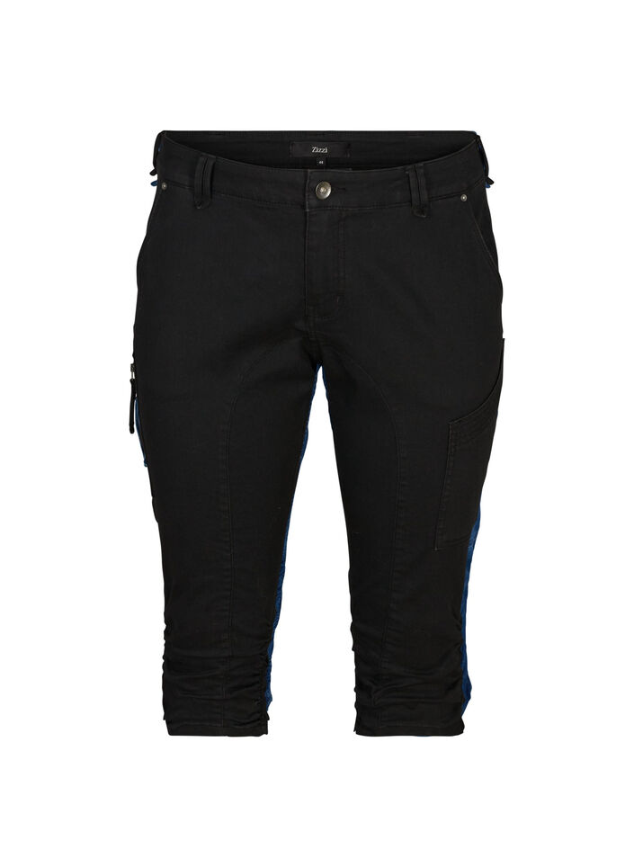 Slim-fit capri-jeans med lommer, Svart, Packshot image number 0