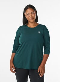 Treningsbluse med 3/4-ermer, Grønn Treningsbluse med 3/4-ermer, Grønn, Model