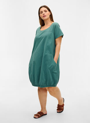 Kortermet kjole i bomull, Sea Pine, Model image number 2