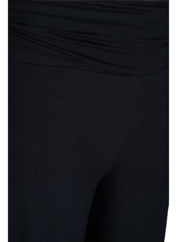 Løse viskosebukser med strikkant, Black, Packshot image number 2