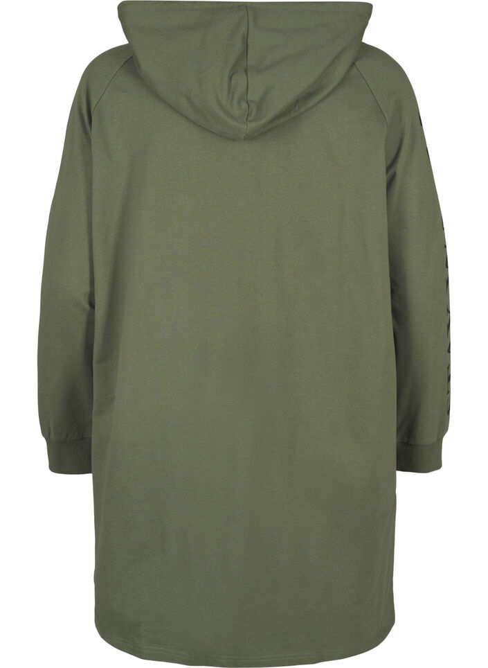 Oversize sweatshirt med print på ermene, Thyme w. Black, Packshot image number 1