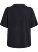Jerseybluse med krage og korte ermer, Svart, Packshot image number 1